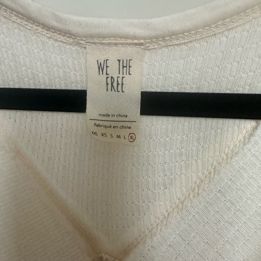 We The Free Cream Long Sleeve V-Neck Top - Picture 3 of 3